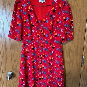 European brand button-up mini dress.